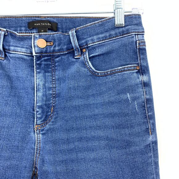 Ann Taylor The Skinny Jeans Womens Size 4T Medium Wash Stretch Denim Raw Hem - Picture 3 of 6